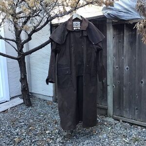Driza Bone Deluxe Riding Coat Brown Oilskin Duster Made In Australia XXL